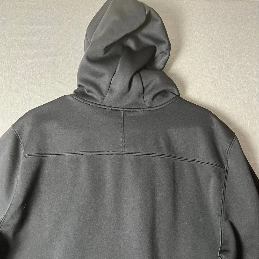 Swiss Tech Jacket Mens M Softshell Hoodie Black Full Zip Fleece Lined EUC
